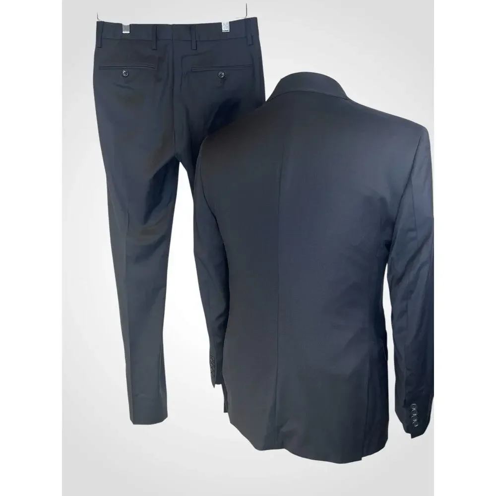 Bonobos Jetsetter Black Suit 36R 29x30 Standard Fit Wool Stretch NWOT